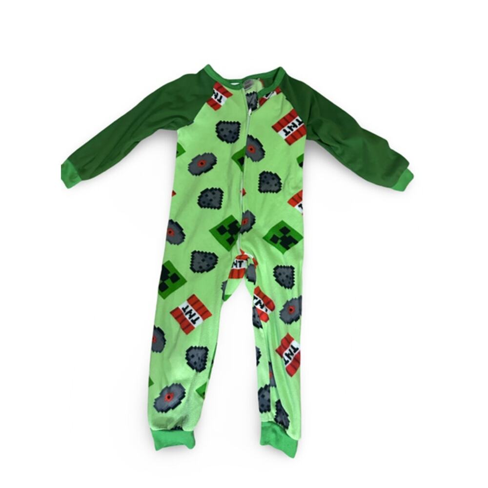 Minecraft Pajama One Piece Boys Size 6/7 Green  TNT Sleeper